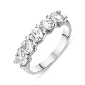 image of Platinum Diamond Five Stone Half Eternity Ring