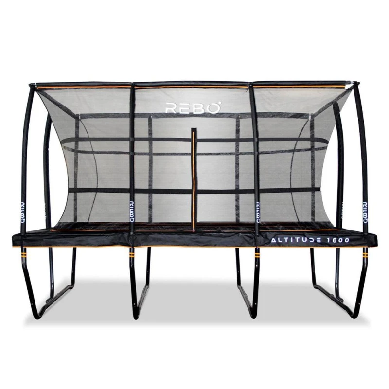 Image of OutdoorToys Altitude Rectangular Garden Trampoline with Safety Enclosure - 1600 (12 x 16ft) in Black Unisex
