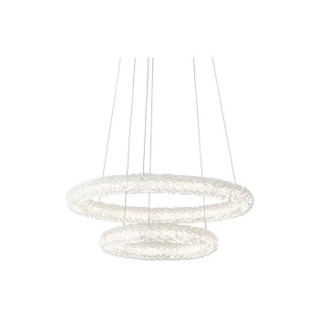 Image of Endon Lighting Neve - Integrated LED Pendant Chrome Effect Plate & Crystal (K9) Glass Detail 1 Light Dimmable IP20