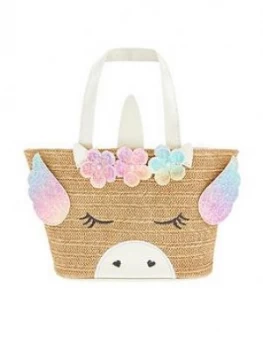 Monsoon Girls Flying Freya Unicorn Basket Bag - Natural