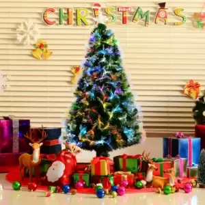 Image of HOMCOM 6ft Tall Artificial Tree Fiber Optic Colorful LED Pre-Lit Holiday Home Christmas Decoration with Flash Mode - Green