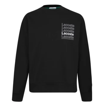 Image of Lacoste Word Crew Sweater - Black 031