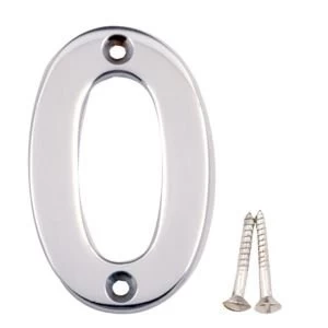 Image of Chrome Effect Brass House Number 0