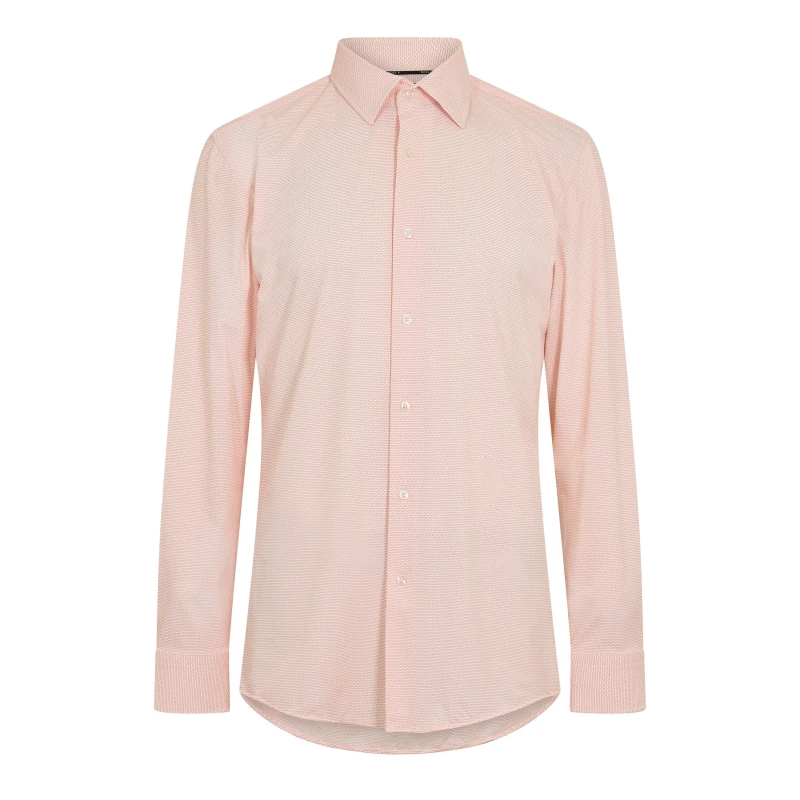 Image of Boss Mens P Hank Kent Long Sleeve Oxford Shirt Dark Orange male 15 inch