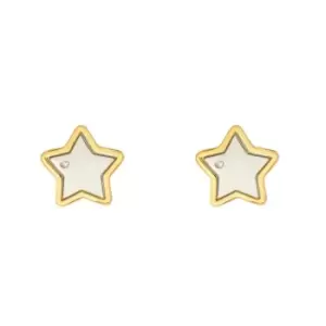 image of D for Diamond Childrens Silver & Gold Plated Diamond Star Stud Earrings