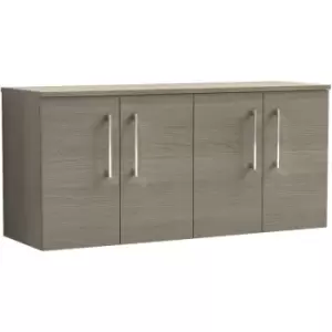 image of Arno Solace Oak 1200mm Wall Hung 4 Door Vanity Unit with Worktop - ARN2523W2 - Solace Oak - Nuie