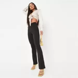 image of Missguided Poplin Flare Trouser - Black