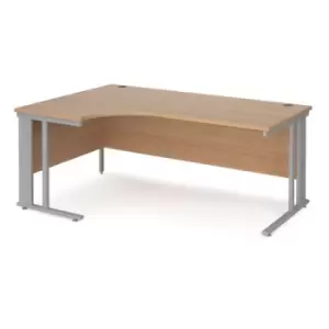 image of Office Desk Left Hand Corner Desk 1800mm Beech Top With Silver Frame 1200mm Depth Maestro 25 MCM18ELSB