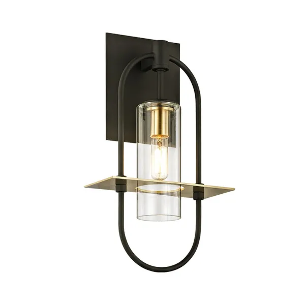 image of Smyth 1 Light Wall Dark Bronze And Brushed Brass, Glass, IP44