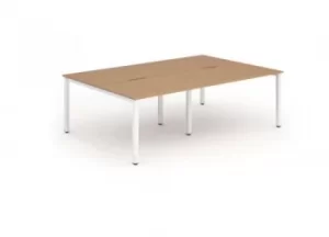 Image of B2B White Frame Bench Desk 1200 Oak (4 Pod)