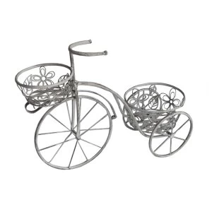 image of Charles Bentley Wrought Iron Tricycle Planter, Grey