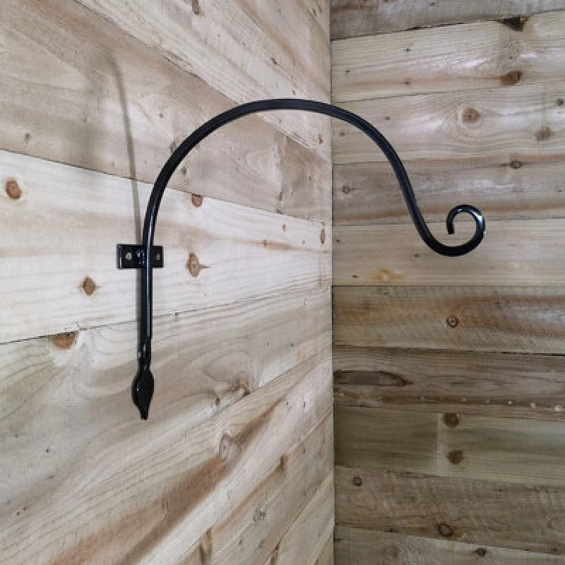 Image of Samuel Alexander Heavy Duty Handcrafted Metal 38Cm Black Wall Bracket Hook For Garden Hanging Basket Bird Feeder