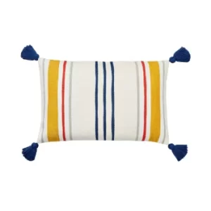 Image of Joules Heron Stripe Cushion 60cm x 40cm, Chalk