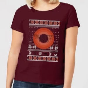 image of Looney Tunes Knit Womens Christmas T-Shirt - Burgundy - XL