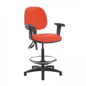 image of Jota draughtsmans chair with adjustable arms - Tortuga Orange