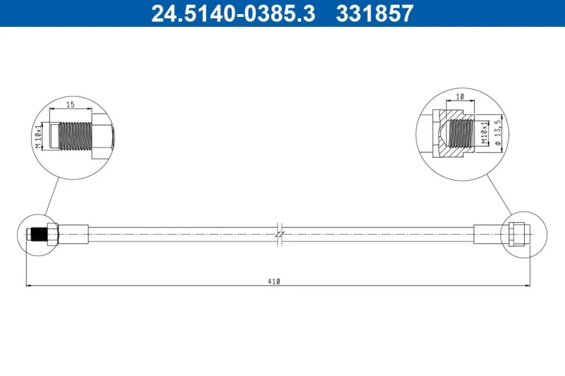 Image of ATE 24.5140-0385.3 Brake Hose Brake Hose (83)