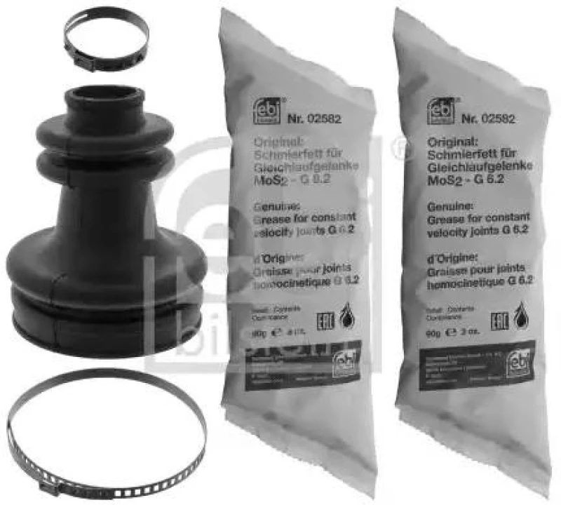 Image of FEBI BILSTEIN 100414 CV Boot transmission sided, Rubber Rubber Bellow,drive shaft (194)