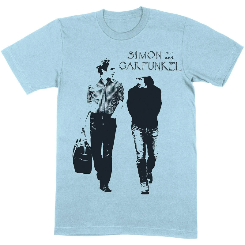 Image of Simon & Garfunkel Mens Walking Cotton T-Shirt in Light Blue Size: XL Light Blue Male XL