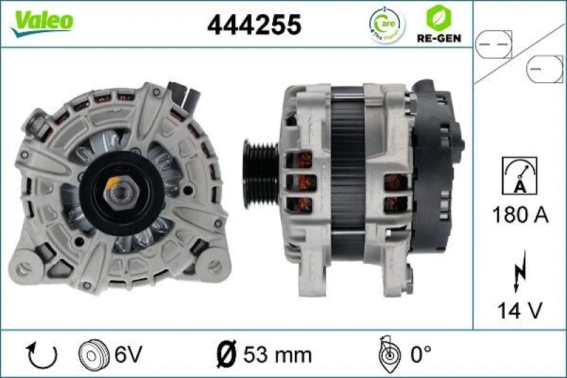 Image of VALEO 444255 Generator VALEO RE-GEN REMANUFACTURED Alternator Charging Current: 180A, Voltage: 14V Alternator (4)