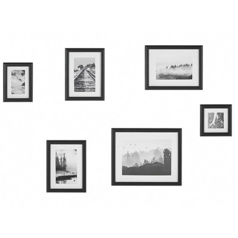 Image of Beliani Set Of 6 Photo Frames Zinare Landscape Black
