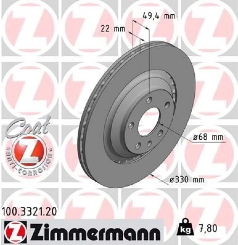 Image of ZIMMERMANN Brake disc ZIMMERMANN 100.3321.20