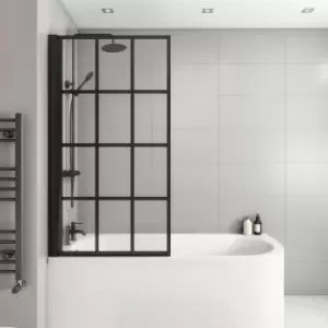 Image of Black Grid Bath Shower Screen 1500mm Left Hand - Nova