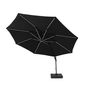 Image of Royalcraft 3.5m Deluxe Round LED Cantilever Parasol with 100kg Base - Grey Aluminium