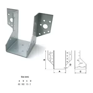 Image of Moderix - Jiffy Timber Joist Hangers Decking Lofts Roofing Zinc Packs - Size 60x100x75x2mm - Pack of 20