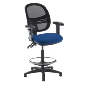 Image of Dams MTO Jota Mesh Back Draughtsmans Chair with Adjustable Arms - Ocean Blue Vin