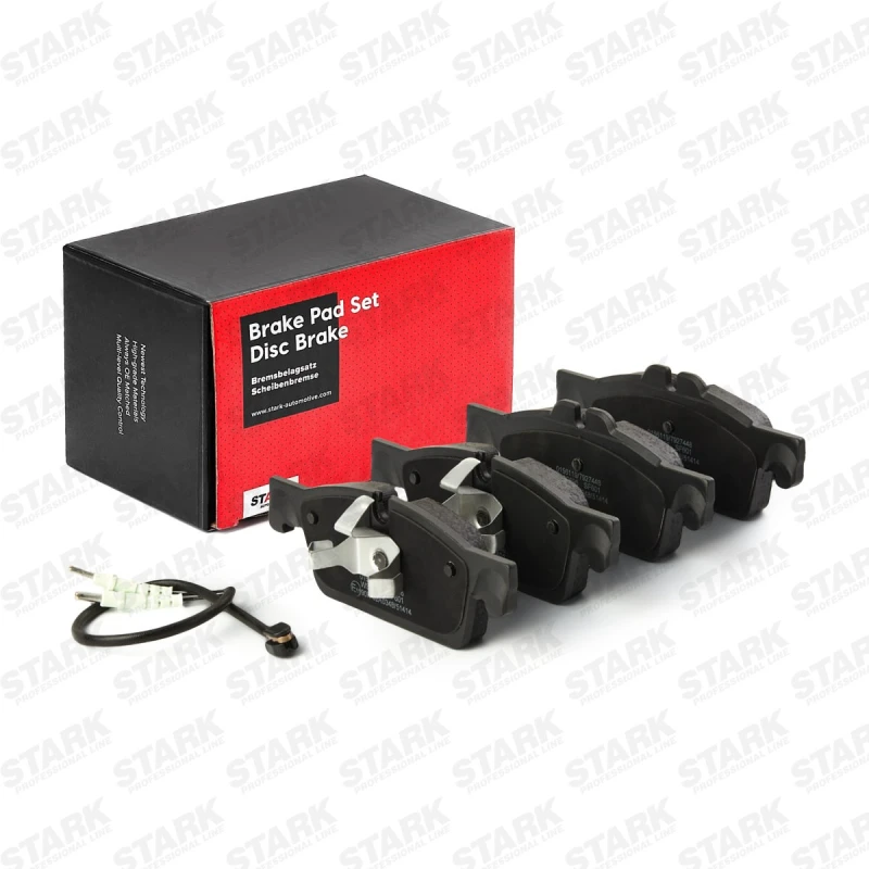 Image of STARK SKBP-0011332 Brake pad set Front Axle, incl. wear warning contact, with piston clip Brake Pad Set,disc brake (402)