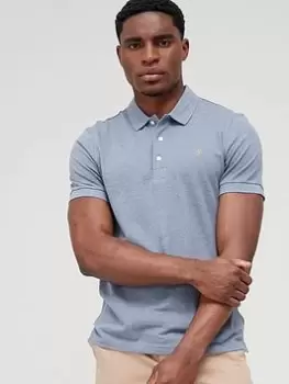 Image of Farah Blanes Marl Polo Shirt, Blue, Size L, Men