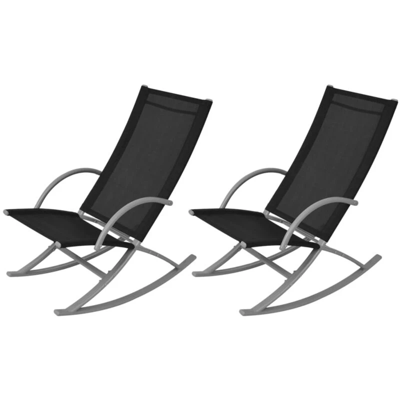 Image of VIDAXL Garden Rocking Chairs 2 pcs Steel and Textilene Black Vidaxl 42163