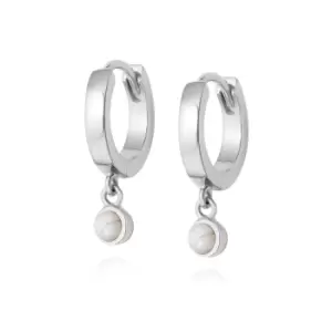 Image of Daisy London 925 Sterling Silver Howlite Healing Huggie Hoops Sterling Silver