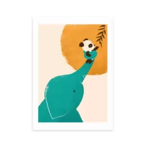 Image of East End Prints Panda's Little Helper Print Blue/Yellow