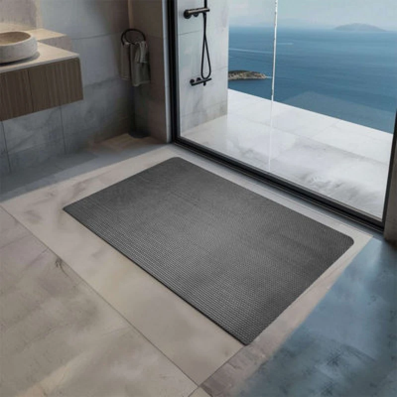 Image of Nicoman Reversible Dual-Colour Grey/brown Pvc Anti Slip Shower Mat Bath Mat - Rectangular 60X40 Cm