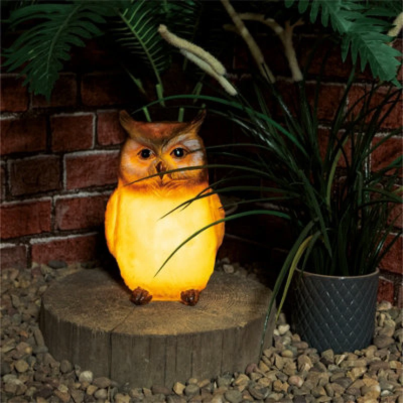 Image of Netagon Garden Outdoor Solar Powered Light Up Animal Owl Bird Ornament Gnome Decoration