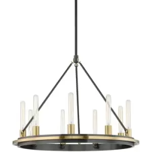 Image of Chambers 9 Light Pendant Aged Brass, Glass