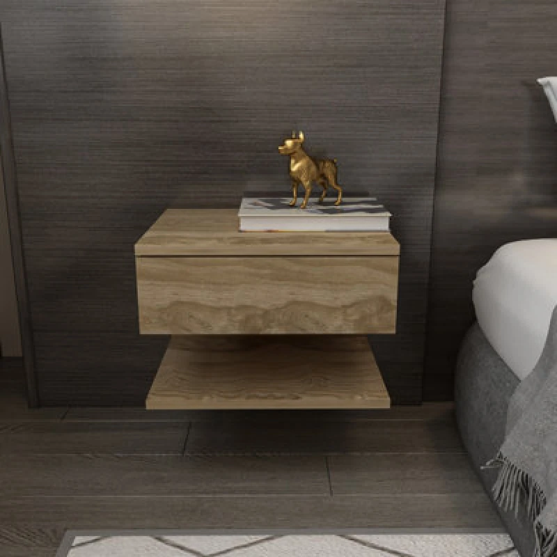 Image of Decorotika Vivid Modern And Minimalist Bedside Table Night Stand Sapphire Oak, Gold VVD18NS04