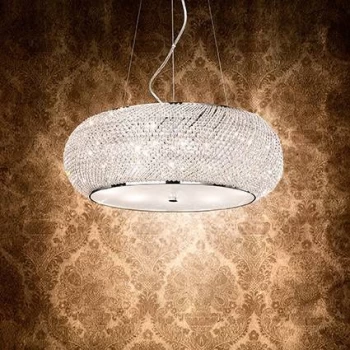 Image of Pasha' 10 Light Ceiling Pendant Chrome with Crystals, E14