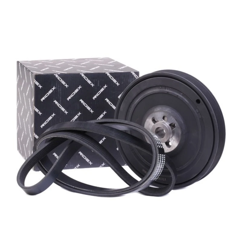 Image of RIDEX 542R0675 V-ribbed belt set Pulleys: with crankshaft pulley V-Ribbed Belt Set (542)