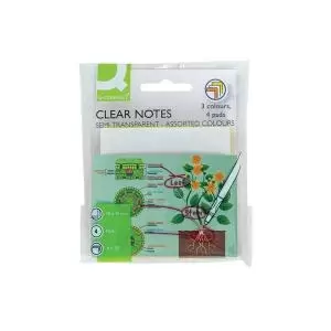 image of Q-Connect Clear Notes 76x76mm Semi-Transparent Assorted Pack of 4