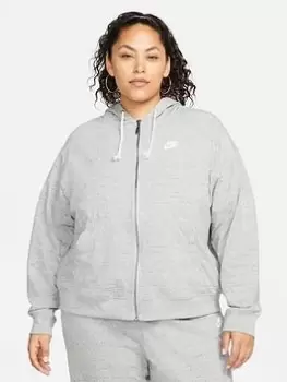 Image of Nike Gym Vintage Easy Zip Through Hoodie (Curve) - Dark Grey Heather