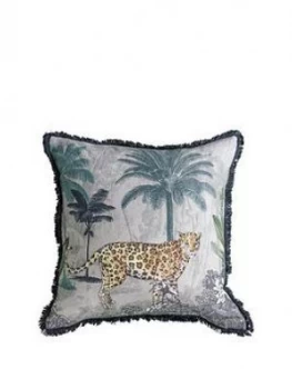 Image of Gallery Leopard Fringed Cushion