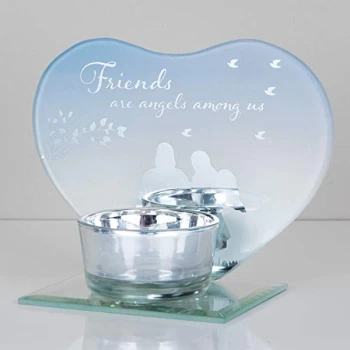 Image of Heart Shape Glass Tealight Holder - Friends