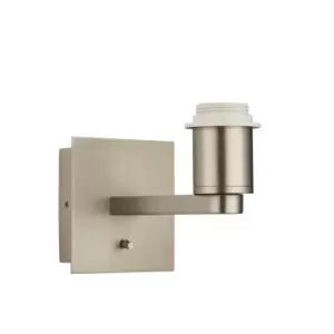 image of Indoor Wall Light Fitting - Matt Nickel Plate - Square Wall Plate Modern Sconce