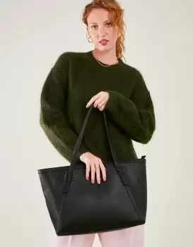 Image of Accessorize Womens Artisanal Strap Detail Tote Bag Black, Size: 28x37cm