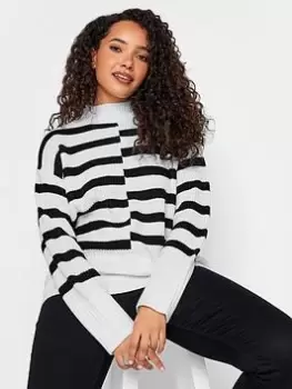 image of M&Co Mono Cutabout Stripe Jumper, White, Size 14-16, Women