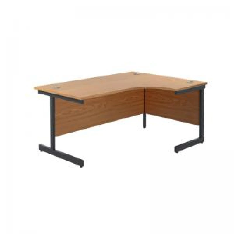 Image of Jemini Radial Right Hand Single Upright Cantilever Desk 1600x1200x730mm Nova Oak/Black KF819738
