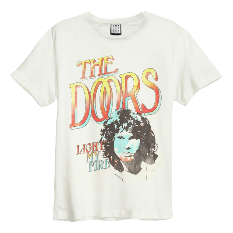 Image of Amplified Amplified Men Light My Fire The Doors T-Shirt in White Size: X-Small White XS Male 5059699798939