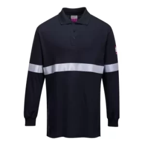 Modaflame Mens Anti Static Flame Resistant Long Sleeve Polo Shirt Navy 2XL